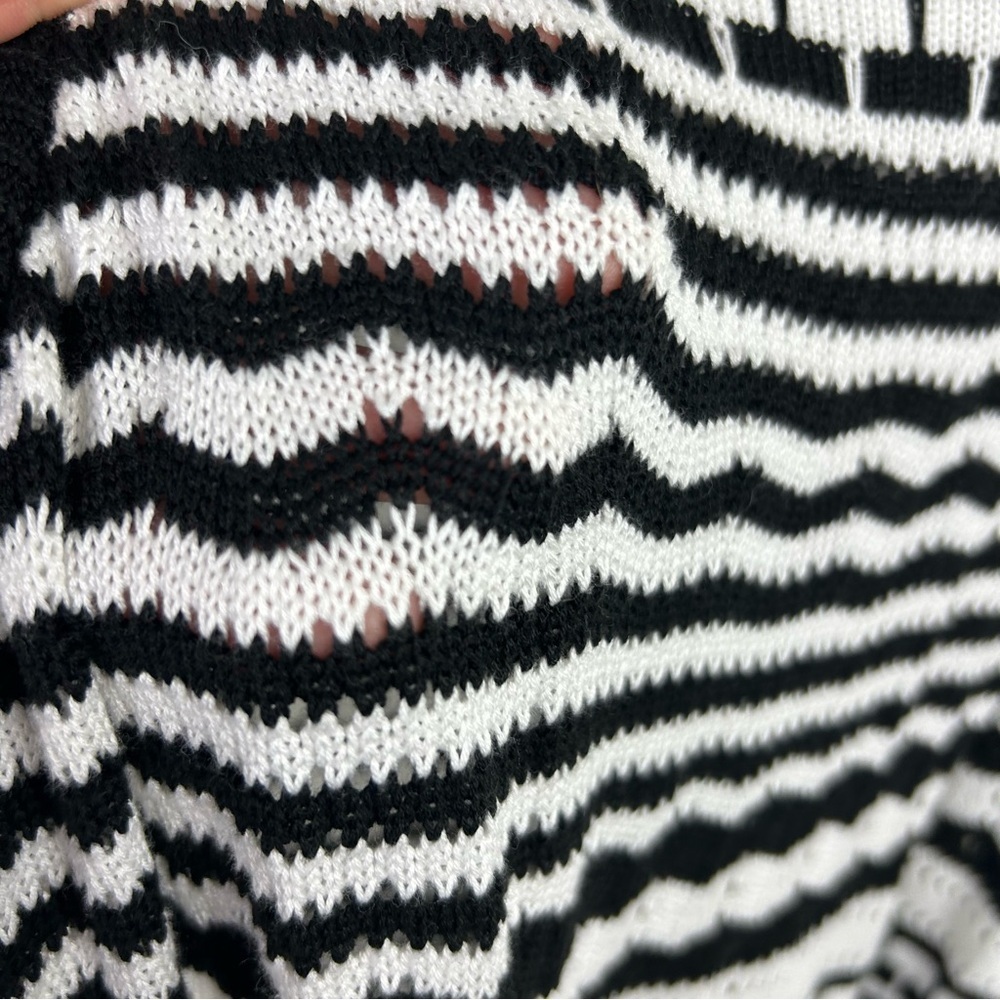 Joie Crochet Midi Dress sleeveless open knit black and white size: XL - Picture 6 of 12